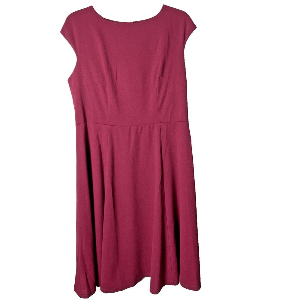 Dress Tells Woman's Red Cap Sleeve Flare Midi Tea Length Dress Size 2XL